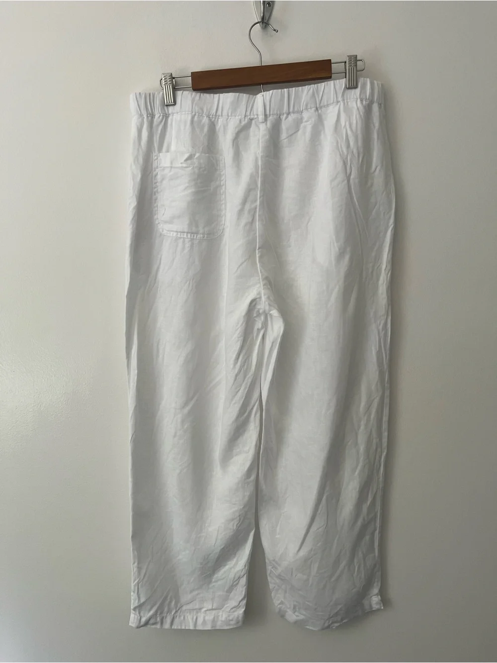 Quince 100% Linen Wide Leg Ankle Pull On Pants White Large